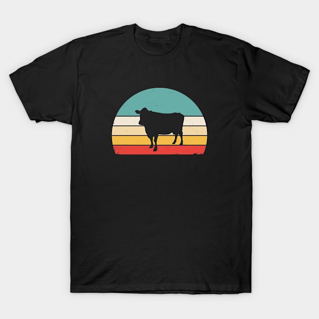 Cow Retro Sun Design Farming Farmer T-Shirt by BlueTodyArt